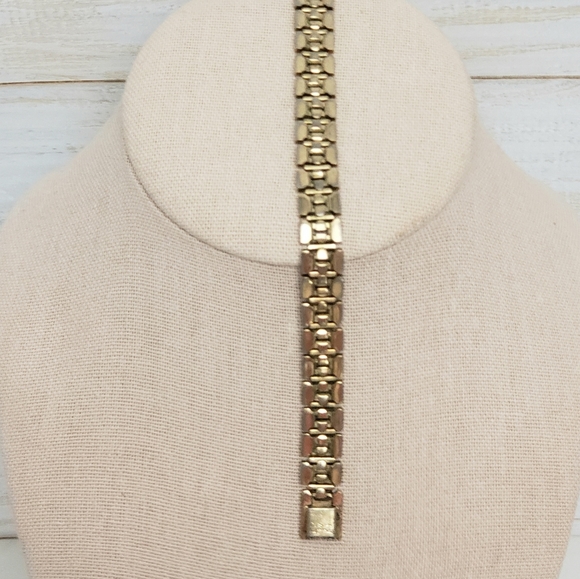 Crown Trifari Gold Jaquard Thick Classy Chocker Necklace Chain - Picture 6 of 8